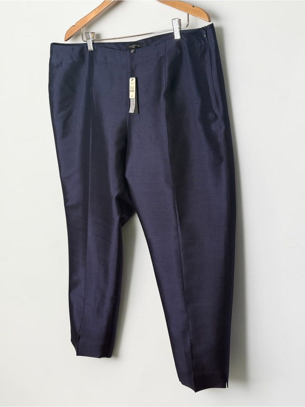 NWT Talbots Signature Silk Wool Ankle Pants Navy Blue 20W Side Zip - Picture 2 of 10
